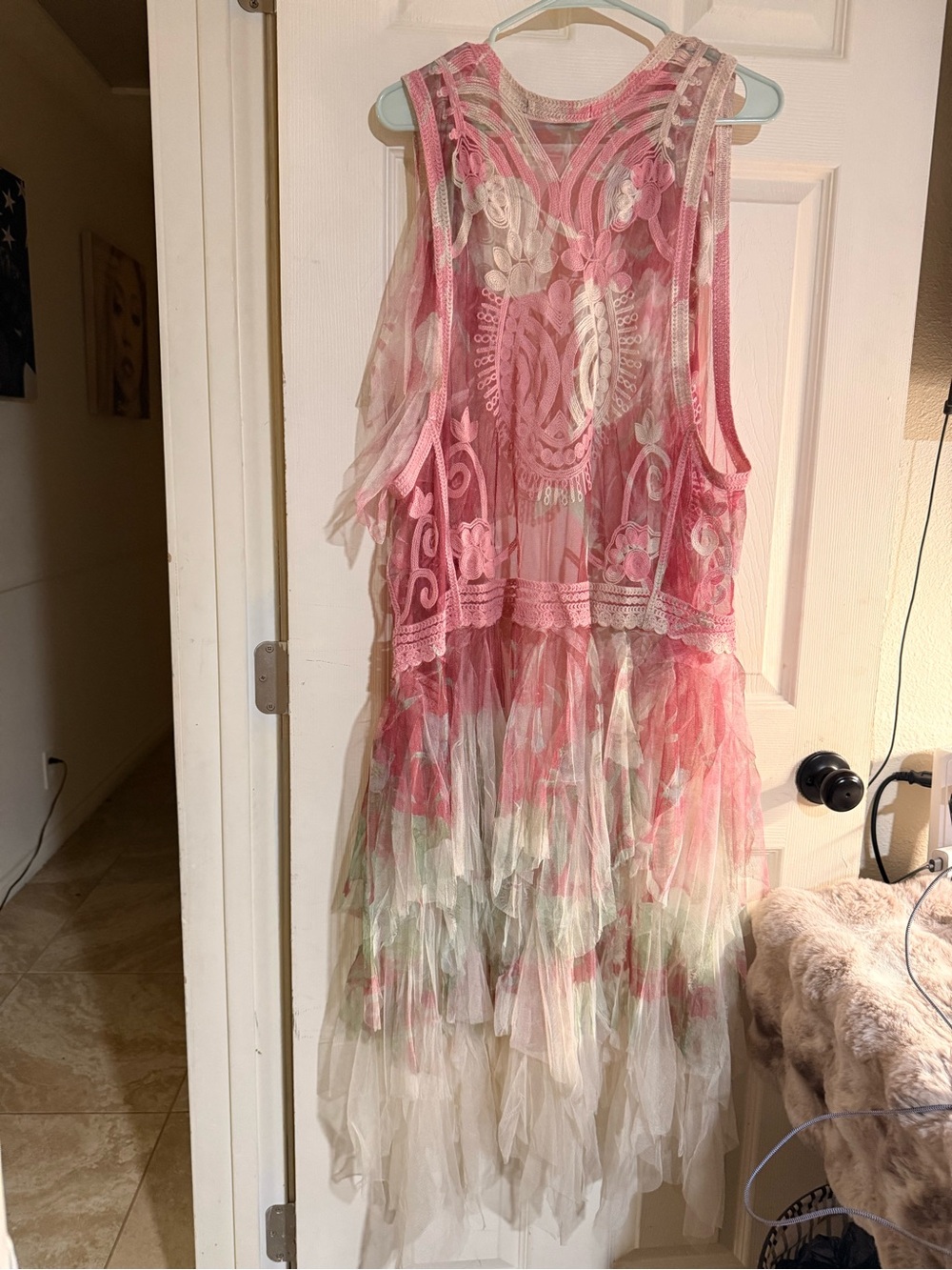 Origami Boho Tulle Lace Duster Vest Fairycore Romantic Western Festival  L/XL - Picture 4 of 7
